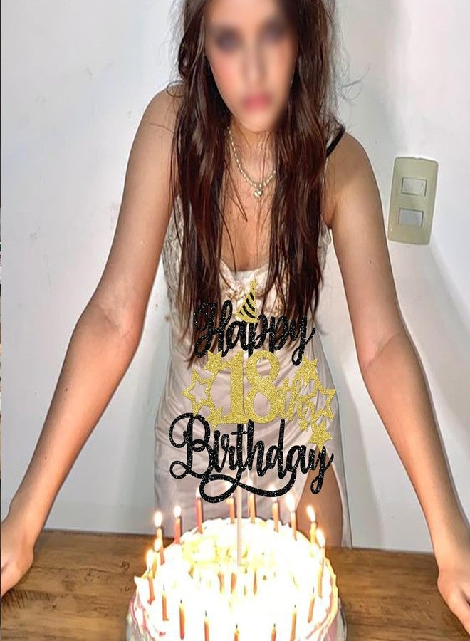 Confetti! Glitter 18th Birthday Cake Topper with Star Hat - Cheers to18 Years! Fabulous Cake Decorations for Grown ups 18th Birthday & Anniversary Party Supply - Image 2